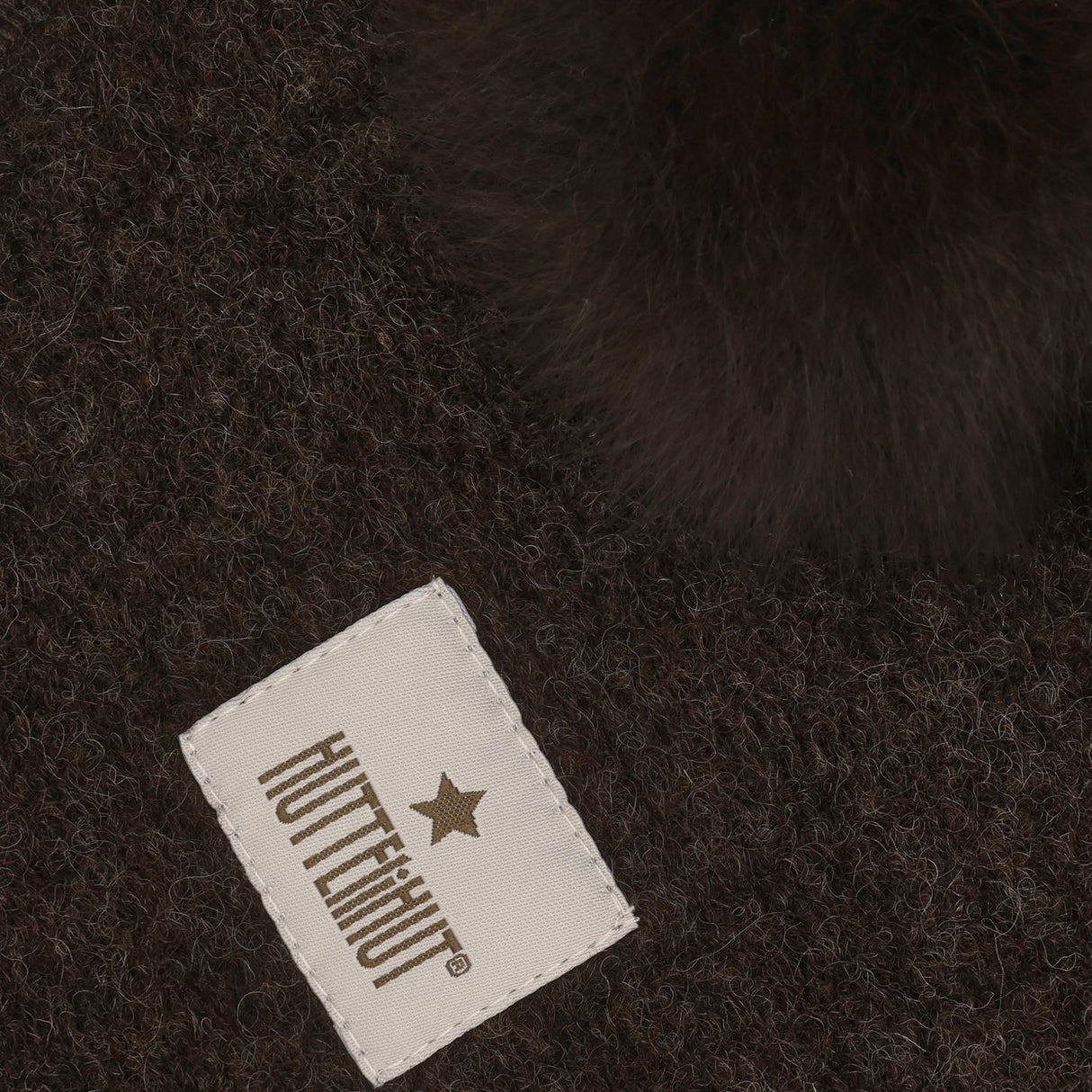 Huttelihut Dark Brown Melange Balaclava Wool Alpaca Pompoms