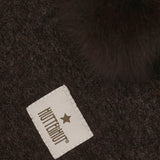 Huttelihut Dark Brown Melange Balaclava Wool Alpaca Pompoms