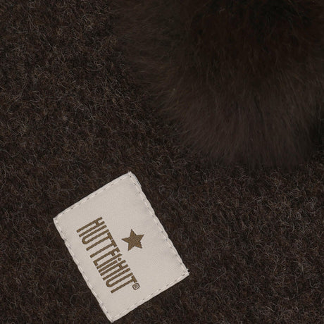 Huttelihut Dark Brown Melange Balaclava Wool Alpaca Pompoms