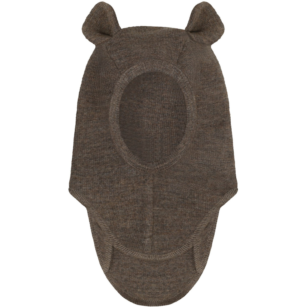 Huttelihut Brown Melange Balaclava Ears Wool Rib