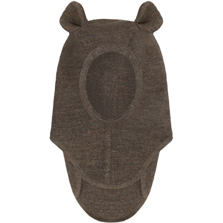Huttelihut Brown Melange Balaclava Ears Wool Rib