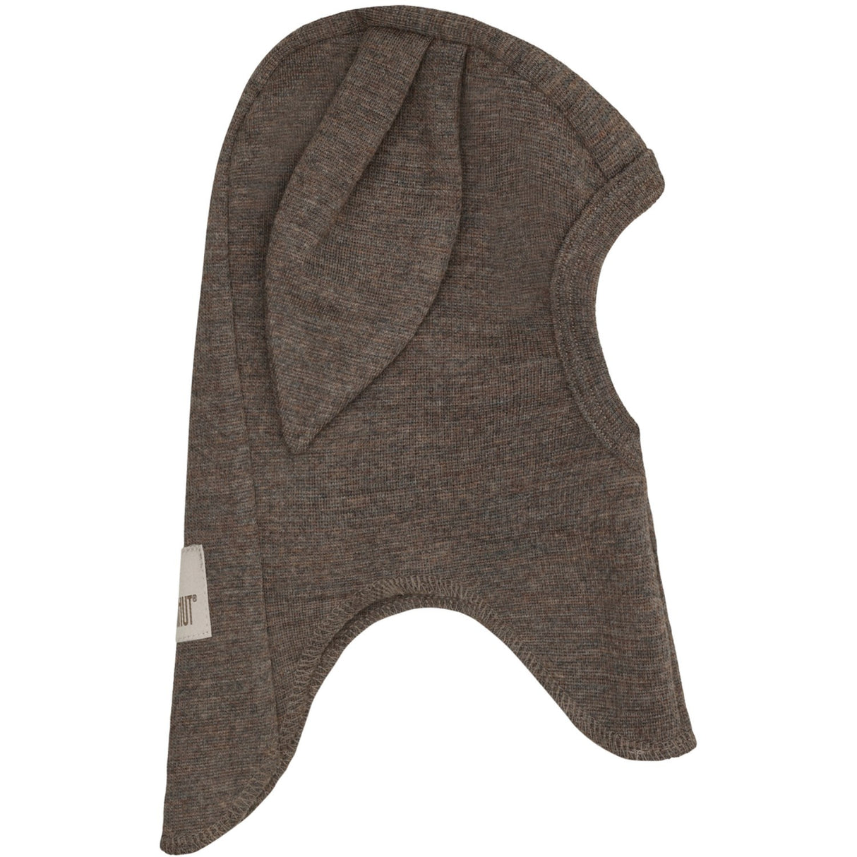 Huttelihut Brown Melange Balaclava Ears Wool Rib