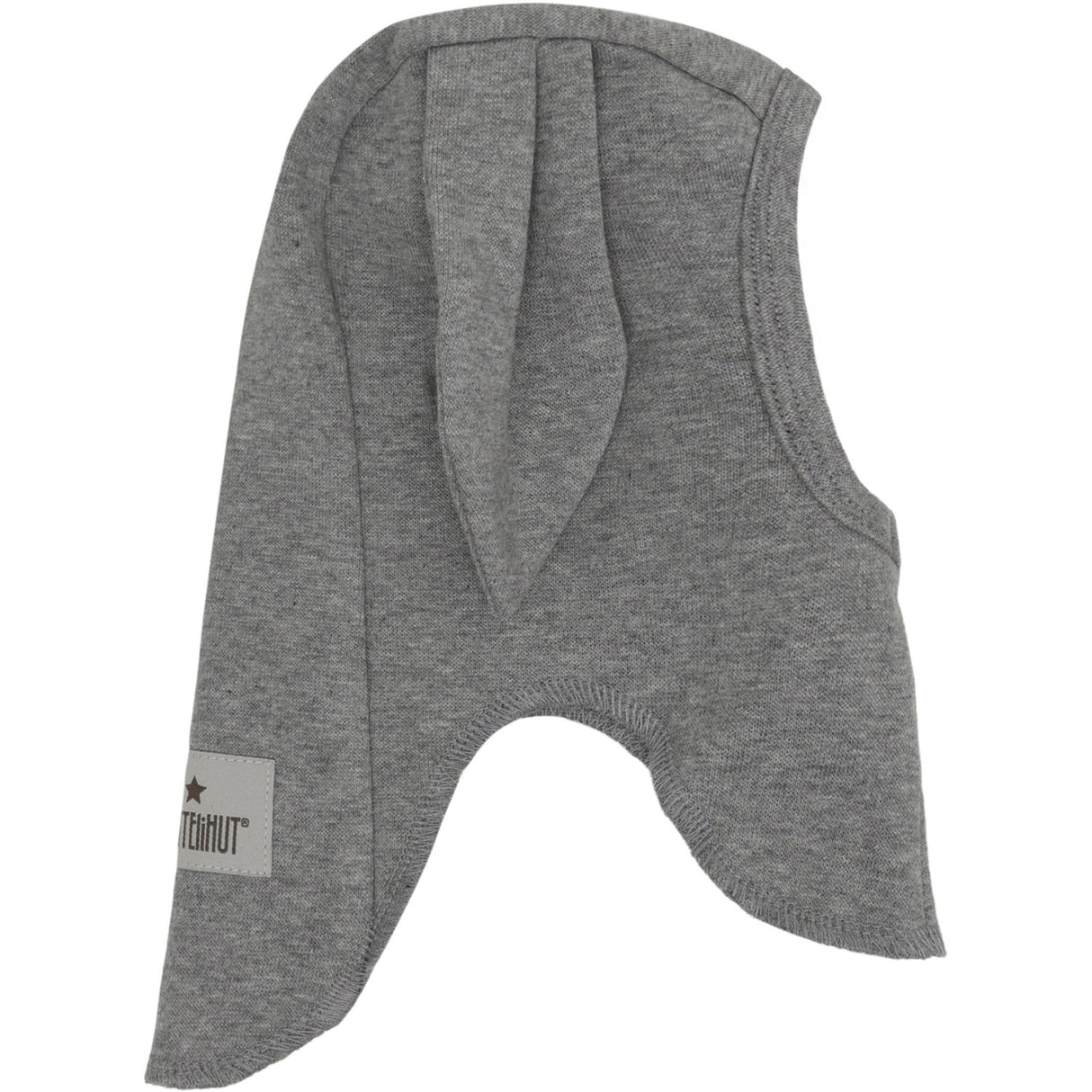 Huttelihut Medium Grey Melange Balaclava Ears Cotton Rib