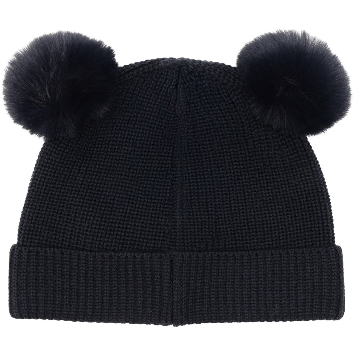 Huttelihut Dark Navy Beanie Wool Knit Pompoms