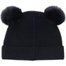 Huttelihut Dark Navy Beanie Wool Knit Pompoms
