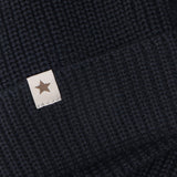 Huttelihut Dark Navy Beanie Wool Knit Pompoms