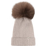 Huttelihut Camel Melange Hat Knit Alpaca Pompom