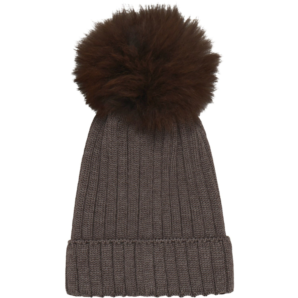 Huttelihut Brown Melange Hat Knit Alpaca Pompom