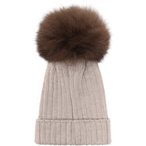 Huttelihut Camel Melange Hat Knit Alpaca Pompom