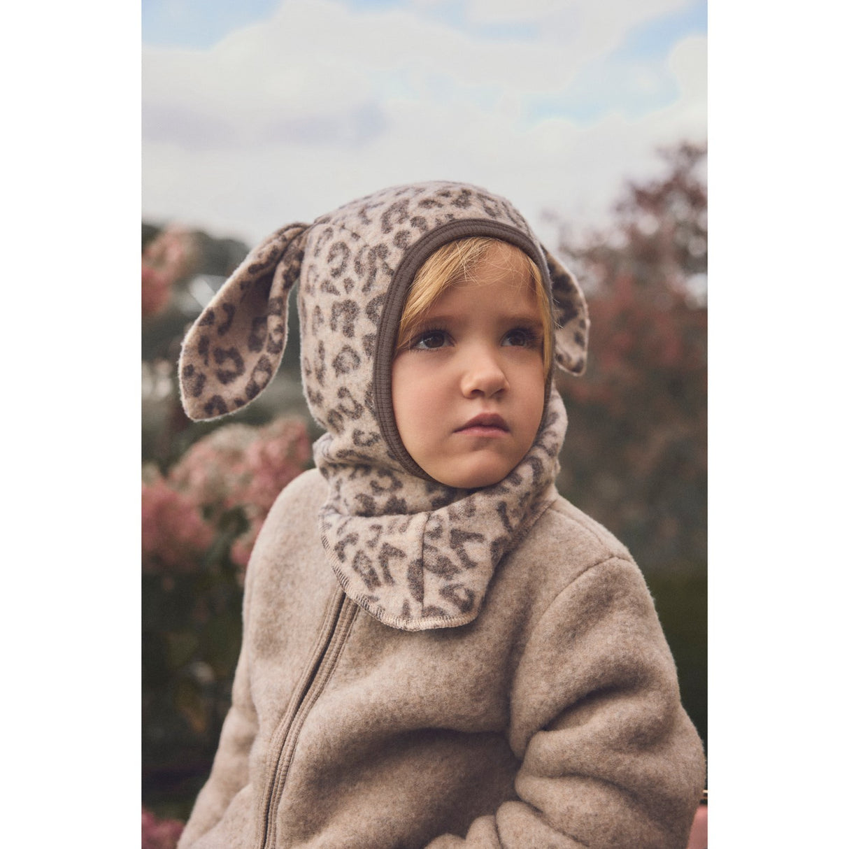 Huttelihut Camel Melange Balaclava Ears Wool Fleece Jac
