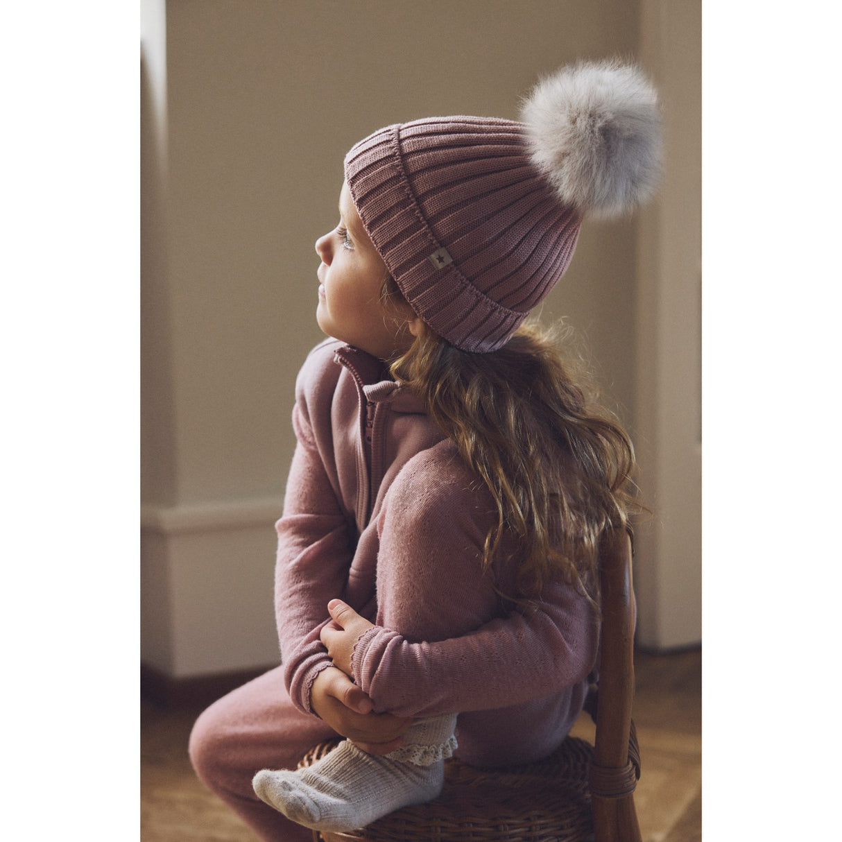 Huttelihut Woodrose Hat Knit Alpaca Pompom