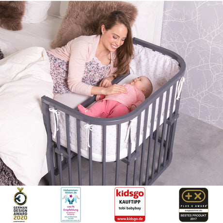 babybay® Grey Varnished Maxi Comfort Plus Co-sleeper