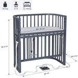 babybay® Grey Varnished Boxspring Comfort Plus Co-sleeper