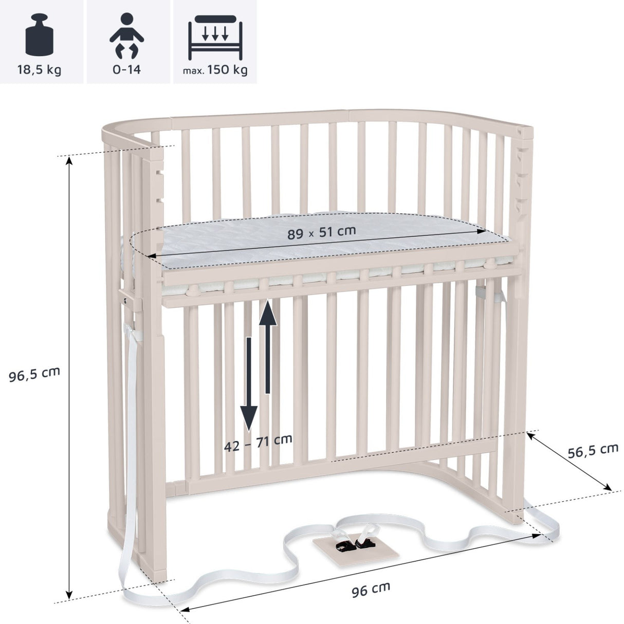 babybay® Beige Varnished Boxspring Comfort Plus Co-sleeper