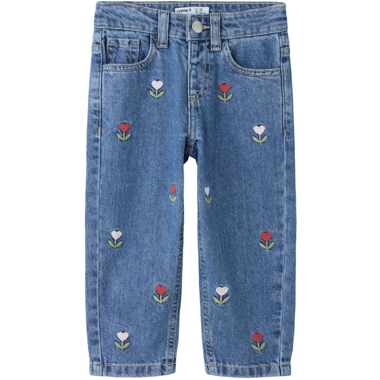 Name It Medium Blue Denim Embroided Nmfbella Mom Dnm Emb Jeans 5526-Bp