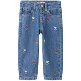 Name It Medium Blue Denim Embroided Nmfbella Mom Dnm Emb Jeans 5526-Bp