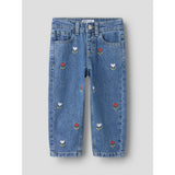 Name It Medium Blue Denim Embroided Nmfbella Mom Dnm Emb Jeans 5526-Bp