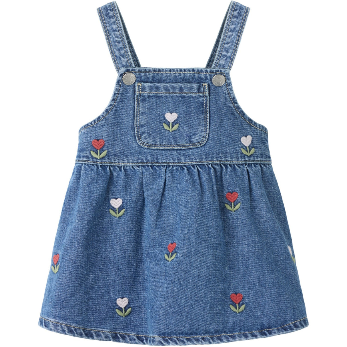 Name It Medium Blue Denim Embroided Nbfmalo Dnm Emb Bibskirt 5526-Bp
