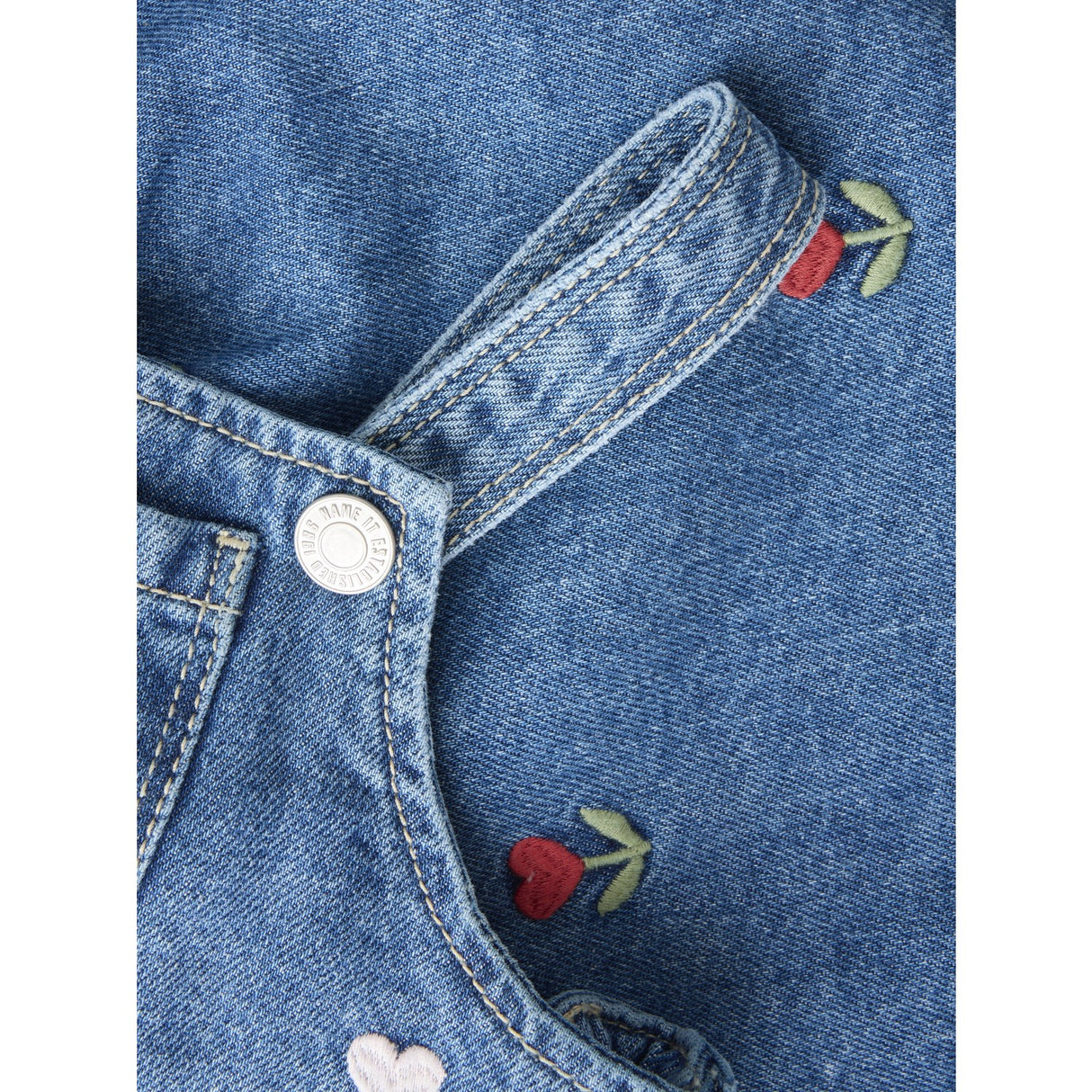 Name It Medium Blue Denim Embroided Nbfmalo Dnm Emb Bibskirt 5526-Bp