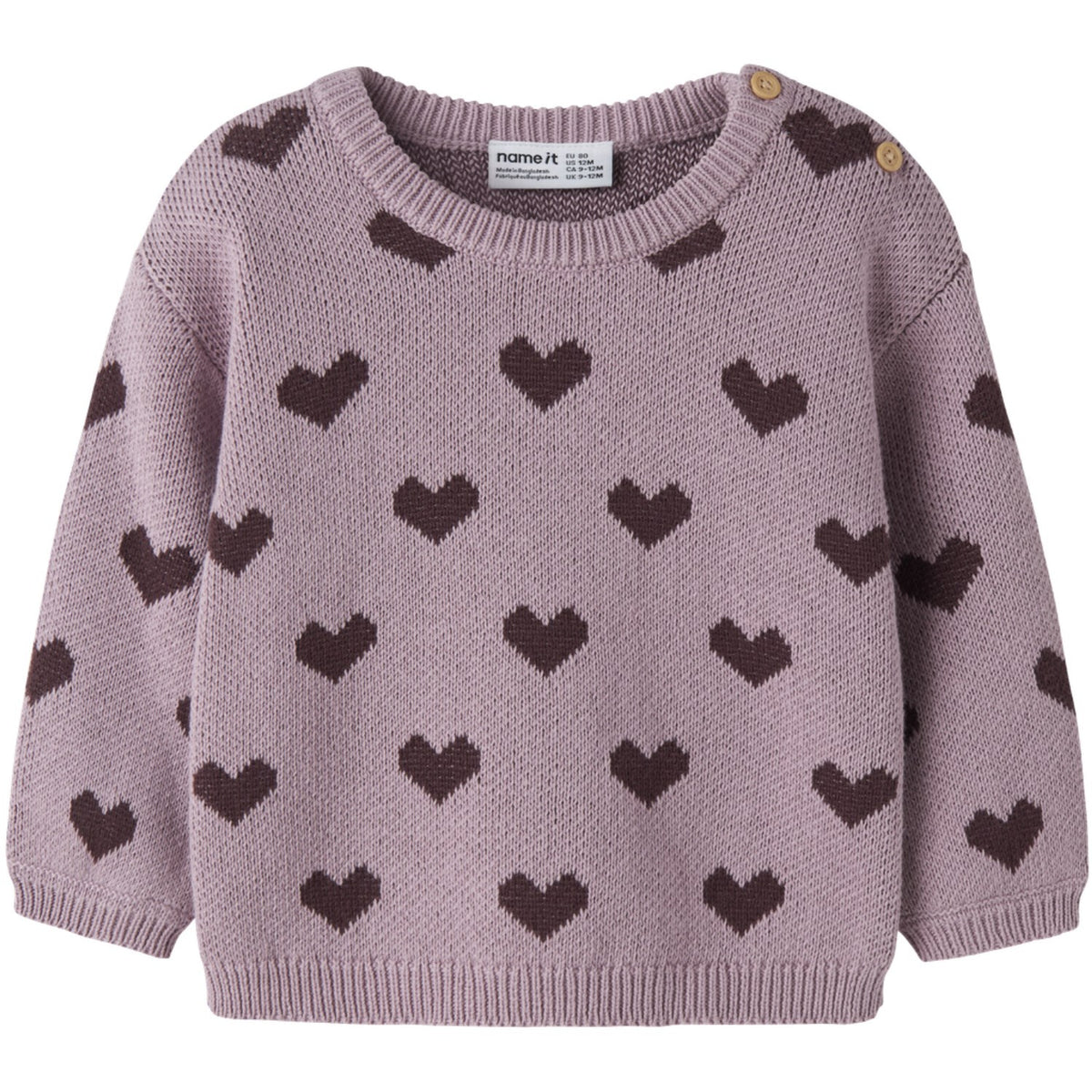 Name It Mauve Shadows Hearts In Catawba Grape Nbfoana Ls Knit Box