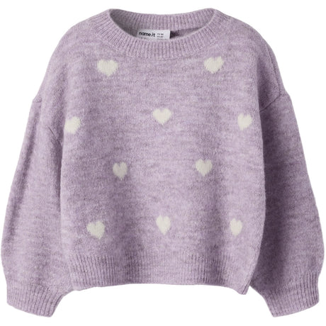 Name It Mauve Shadows Birch Hearts Nmfogusse Ls Knit