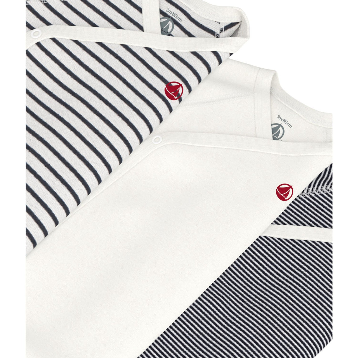 Petit Bateau Navy/White 3-Pack Long Sleeve Body
