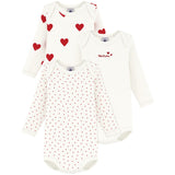 Petit Bateau Hearts/White Long Sleeve Body 3-Pack