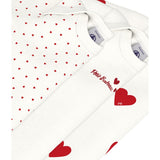 Petit Bateau Hearts/White Long Sleeve Body 3-Pack