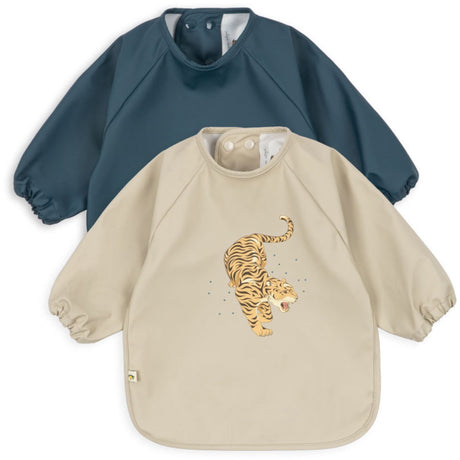 Konges Sløjd Tiger Ruggito 2 Pack Dinner Bib With Sleeves