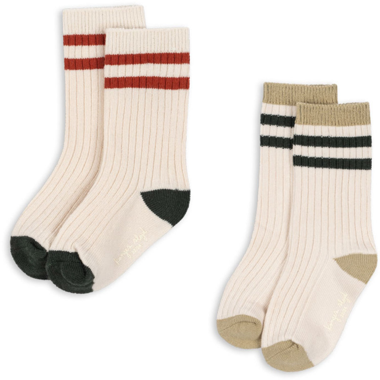 Konges Sløjd Green Stripe 2 Pack Rib Socks