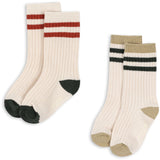 Konges Sløjd Green Stripe 2 Pack Rib Socks