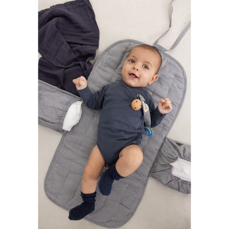 MarMar Crispy Poplin Acc Blue Check Alo Pacifier Clip