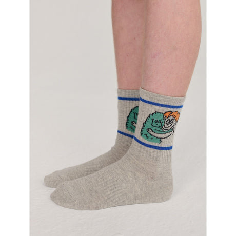 Bobo Choses Light Heather Grey Hug Hairy Monster Short Socks