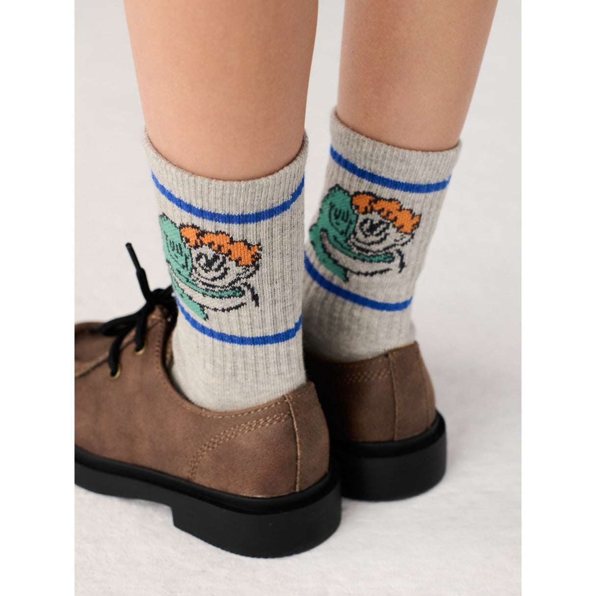 Bobo Choses Light Heather Grey Hug Hairy Monster Short Socks