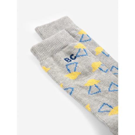 Bobo Choses Heather Grey Pixel Abduction All Over Long Socks