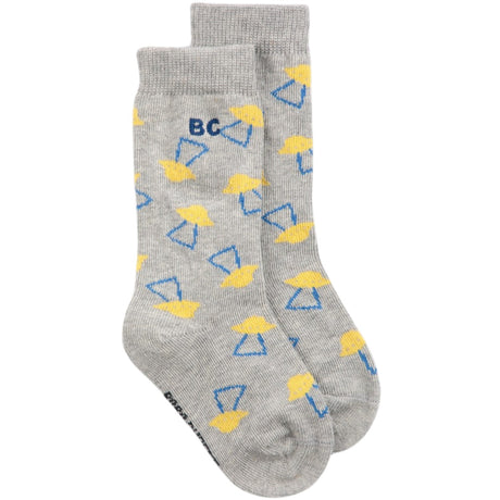 Bobo Choses Heather Grey Pixel Abduction All Over Long Socks