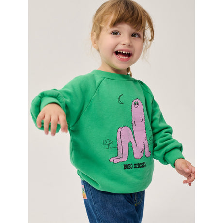 Bobo Choses Green Long Pinky Puff Sweatshirt