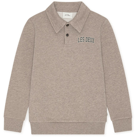 Les Deux Kids Dark Sand Melange College Rugby Polo Sweatshirt Kids