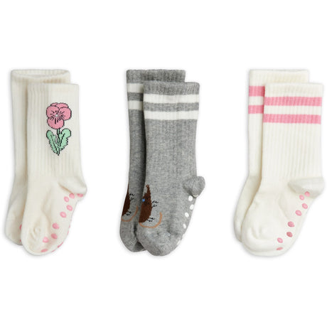 Mini Rodini Multi Elephant Shrew 3-Pack Anti-Slip Socks