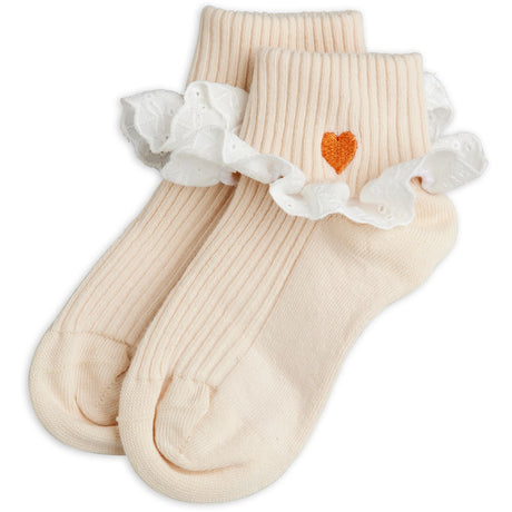 Mini Rodini Off-White Heart Lace 1-Pack Socks