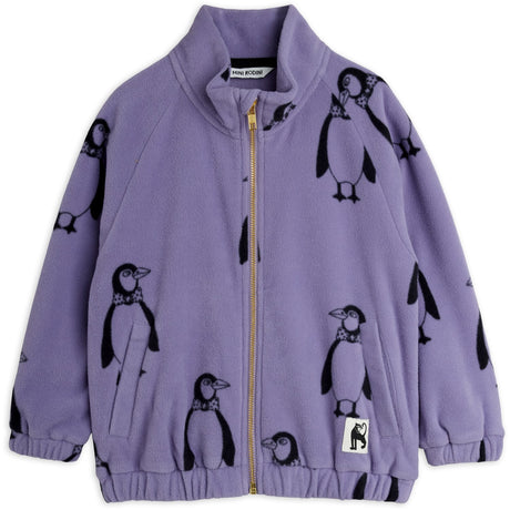 Mini Rodini Purple Penguin AOP Fleece Jacket