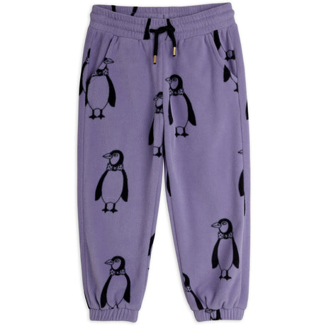 Mini Rodini Purple Penguin AOP Fleece Trousers