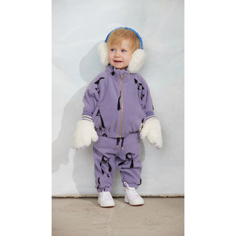 Mini Rodini Purple Penguin AOP Fleece Jacket