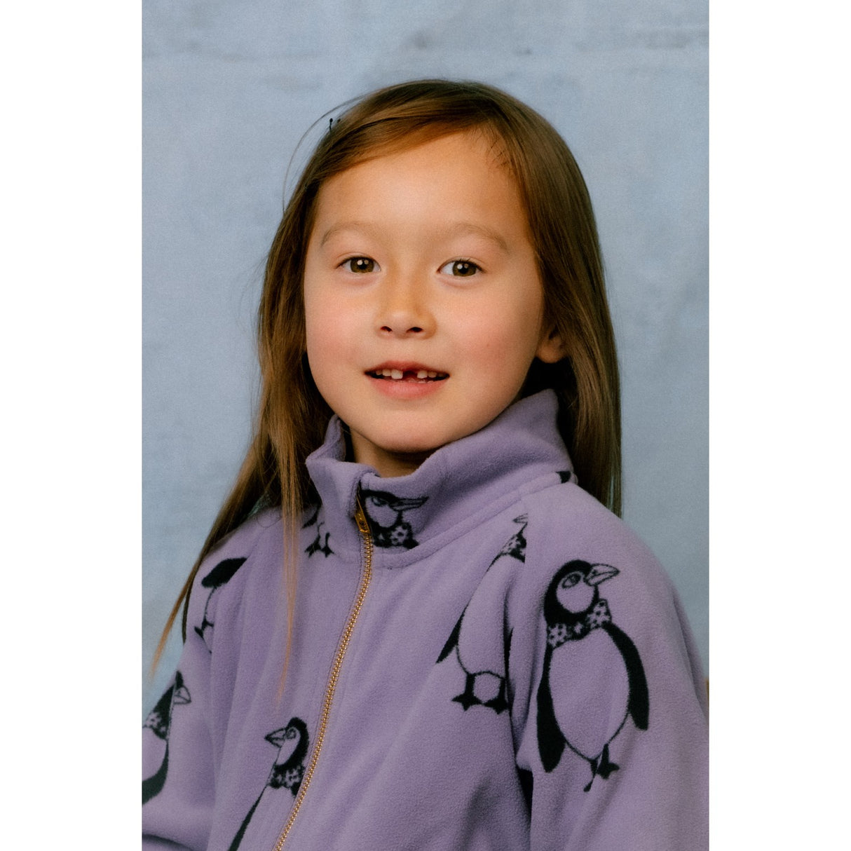 Mini Rodini Purple Penguin AOP Fleece Jacket