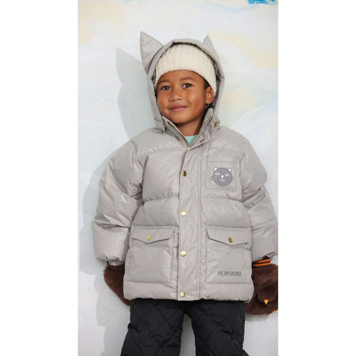 Mini Rodini Grey Cat Ears Heavy Puffer
