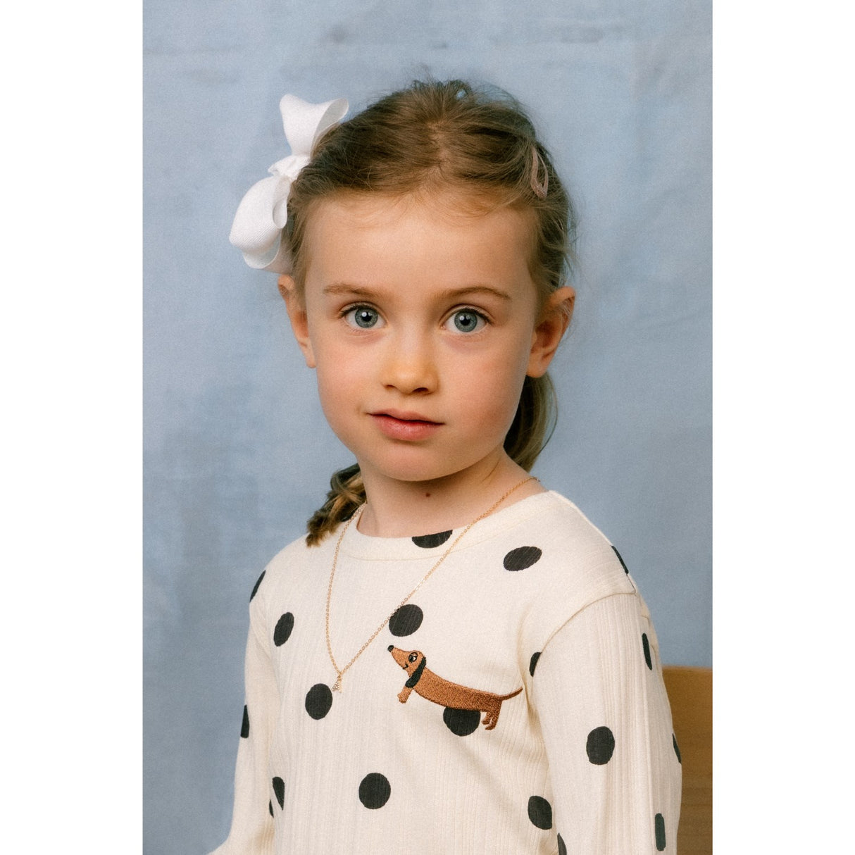 Mini Rodini Off-White Dots AOP Dog Ls Tee
