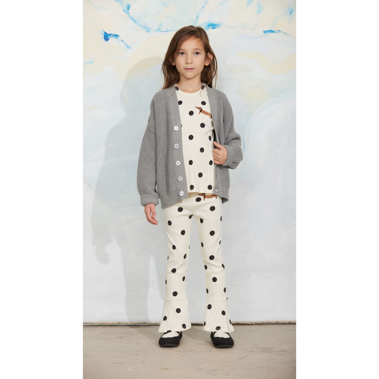 Mini Rodini Grey Melange Ritzratz Patch Knitted Cardigan