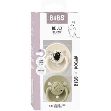 Bibs Ivory / Khaki X Moomins Pacifier De Lux Stinky 2-Pack Silicone