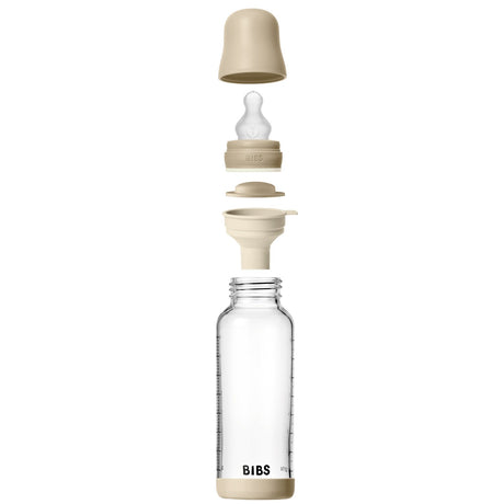 Bibs Vanilla GLOW Glass Baby Bottle Round Silicone 1-Pack 240 Ml Medium Flow
