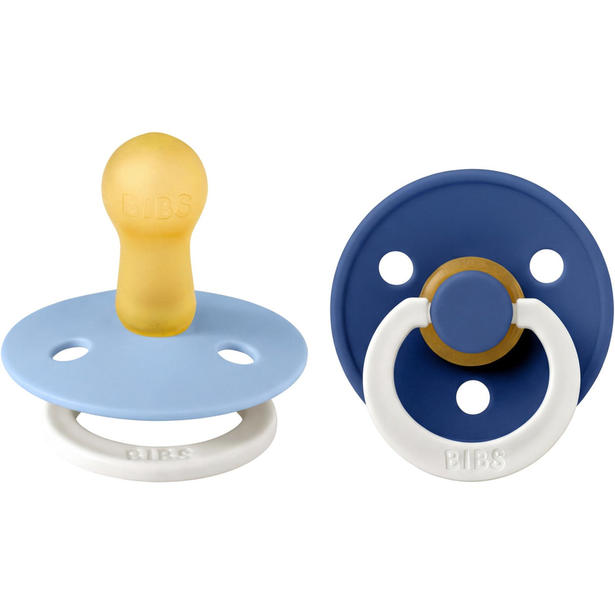 Bibs Sky Blue GLOW / Cornflower GLOW Pacifier Colour 2-Pack Latex